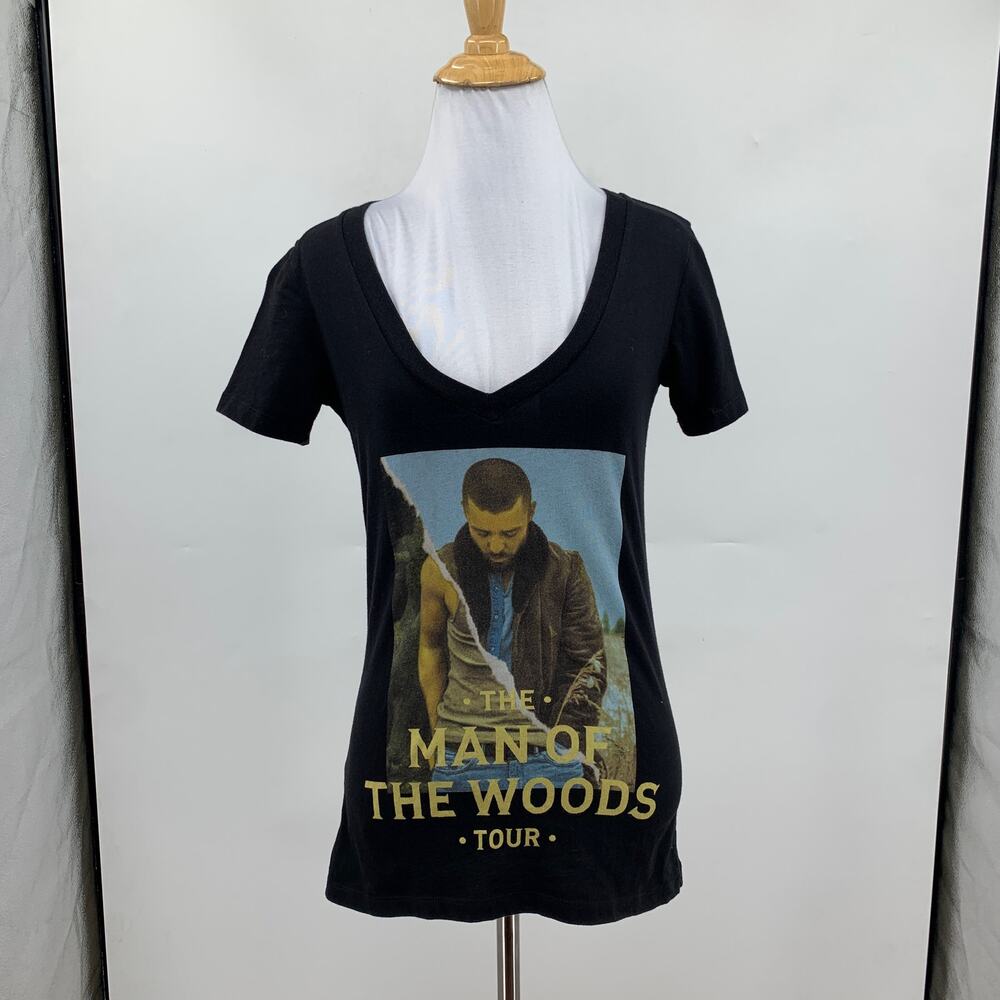 Timberlake T Shirt Womens M Medium Black Man of the Woods Concert Tour Tee - Picture 2 of 9